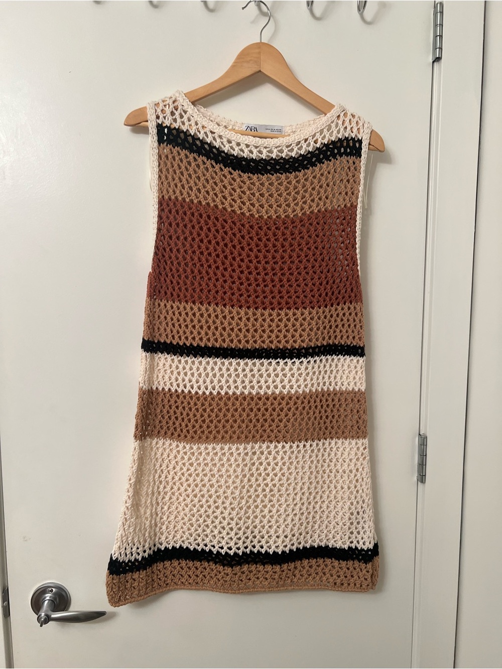 Zara Crochet Stripe Dress – Neutral Tones, Size Medium - Picture 3 of 8
